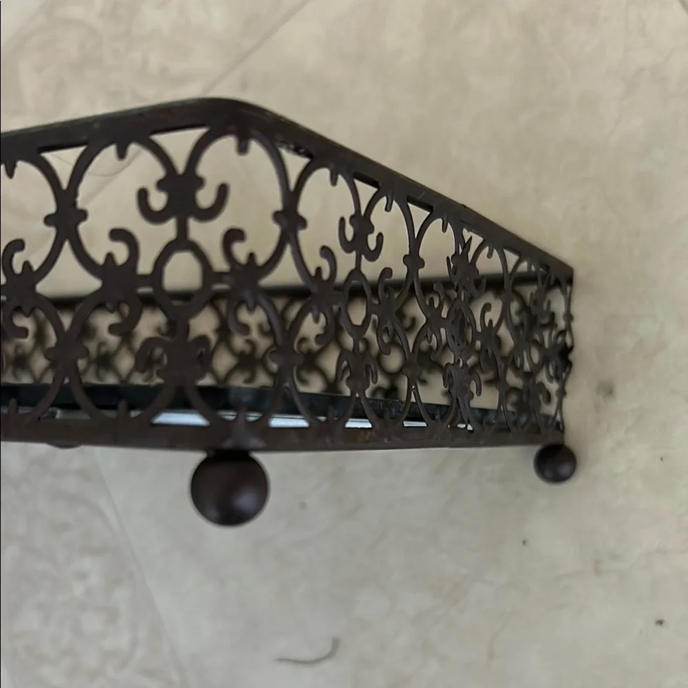 Brown metal frame with mirrored tray, perfect condition.